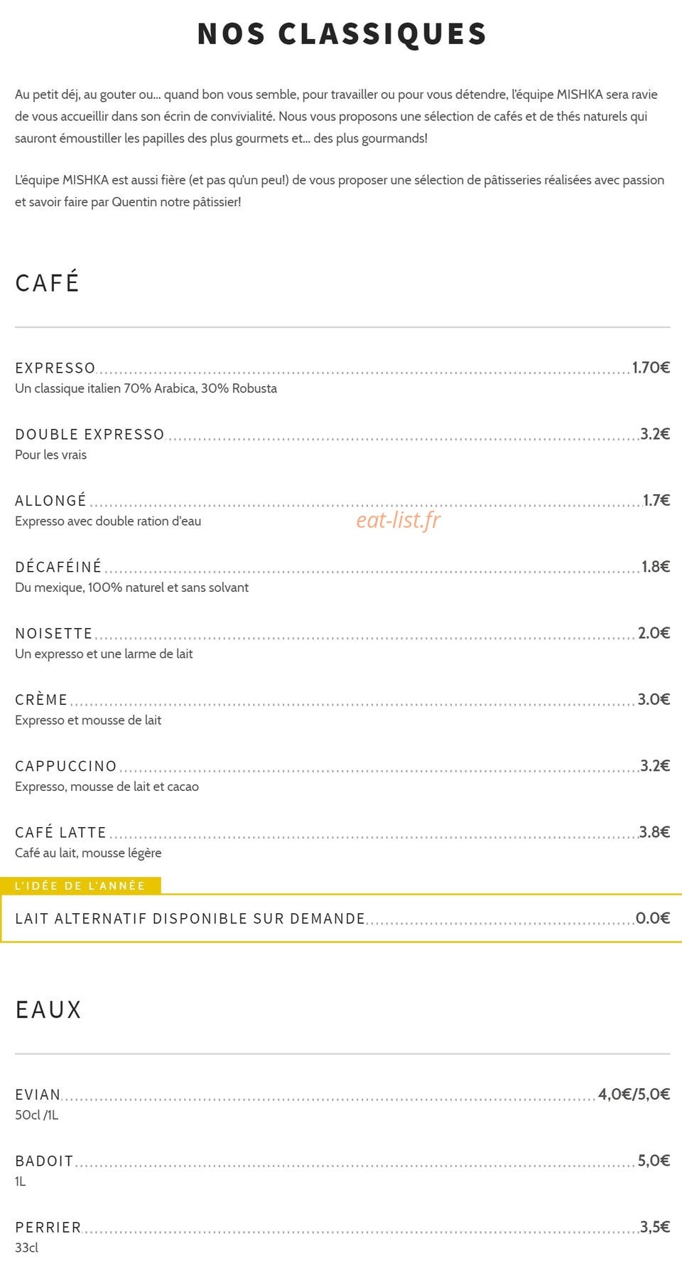 Café Mishka — carte page 2