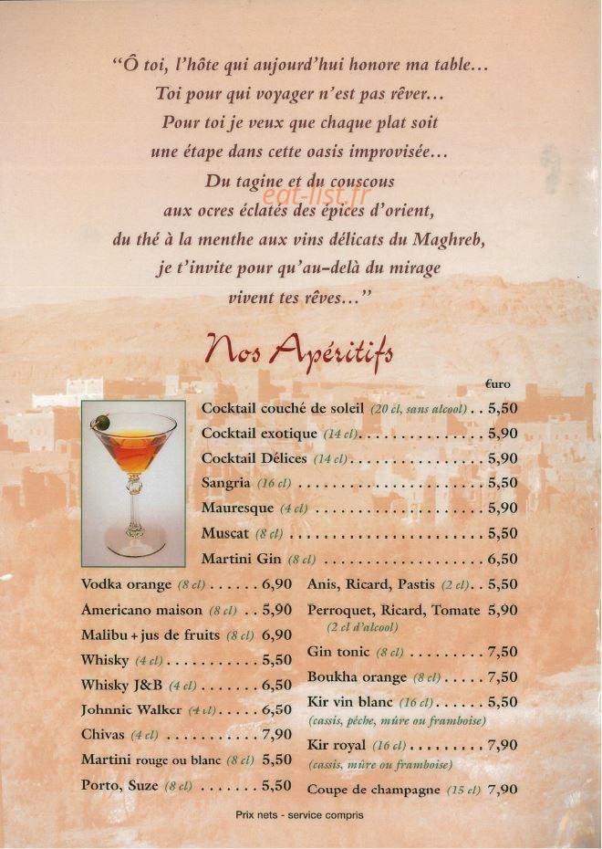 Les Délices du Maroc — carte page 2