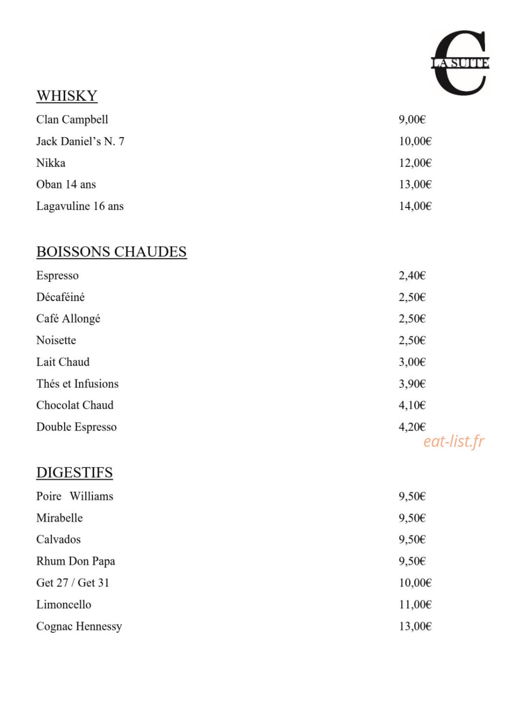 C La Suite — carte page 9