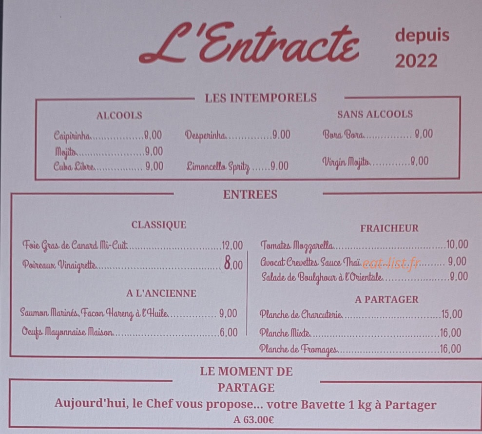 L'entracte — carte page 1