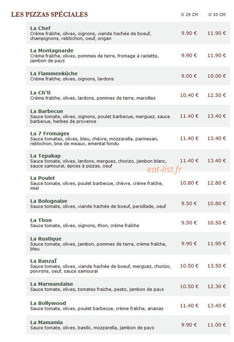Le Kiosque à Pizzas — carte page 3