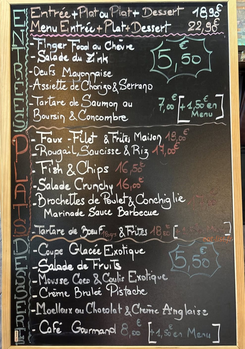 Le ZinK — carte page 1