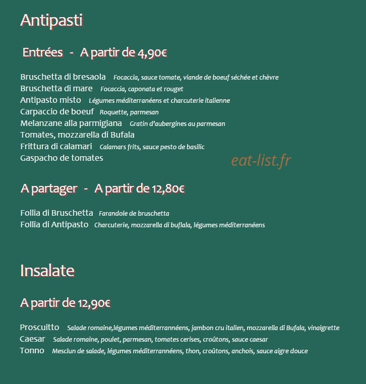 Rigatoni Café — carte page 1
