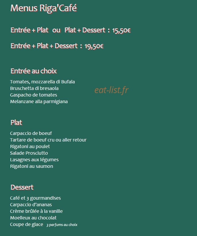 Rigatoni Café — carte page 10