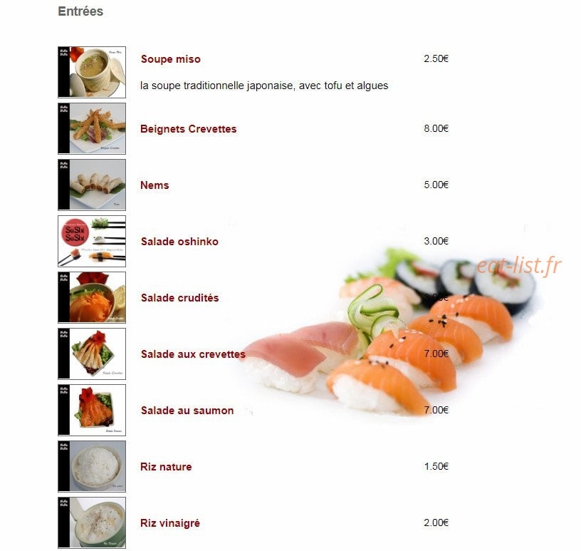 Sushi Sushi — carte page 1