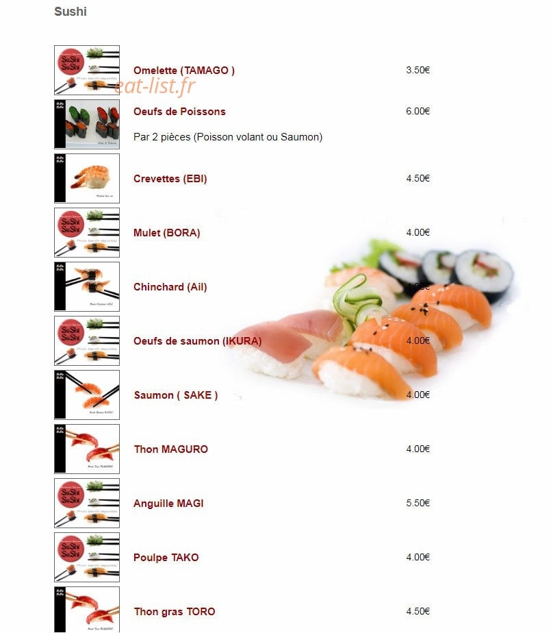 Sushi Sushi — carte page 2