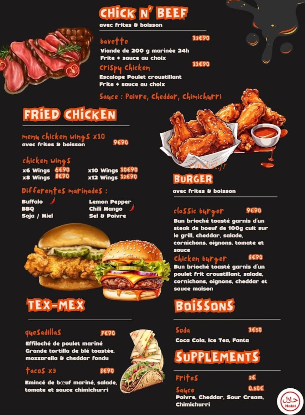 Chick n Beef — carte page 1