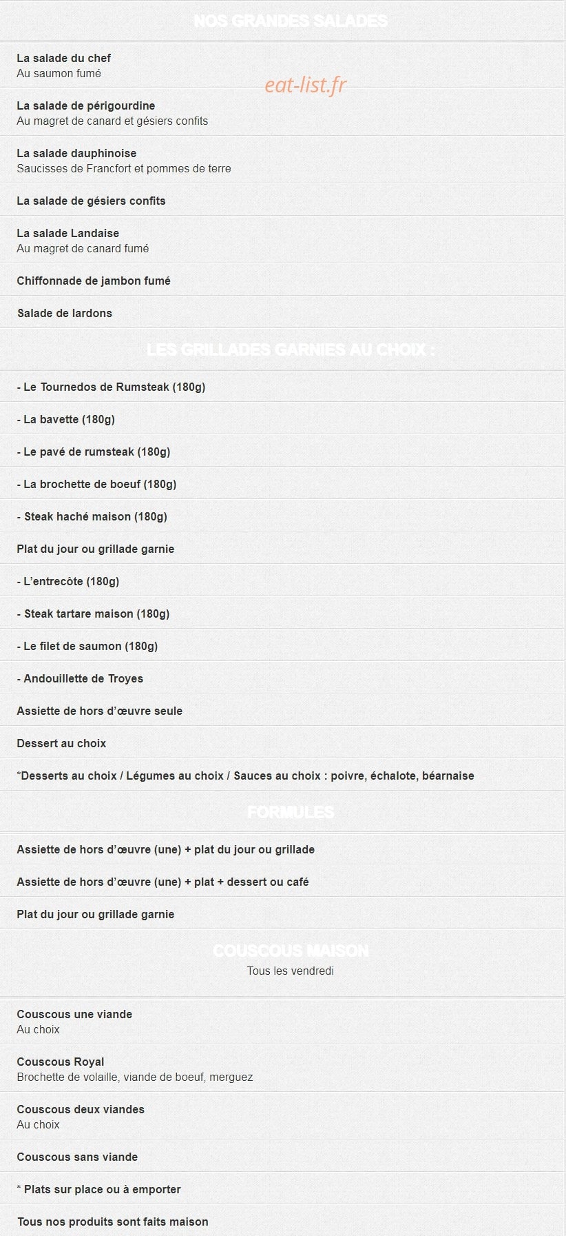 Le Régal — carte page 1