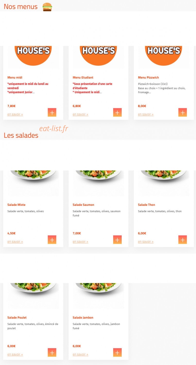 Pizza House´s — carte page 6