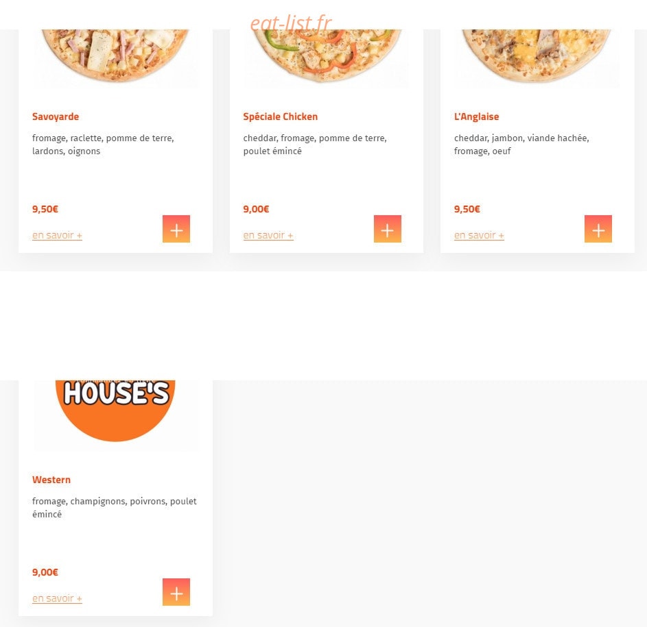 Pizza House´s — carte page 4