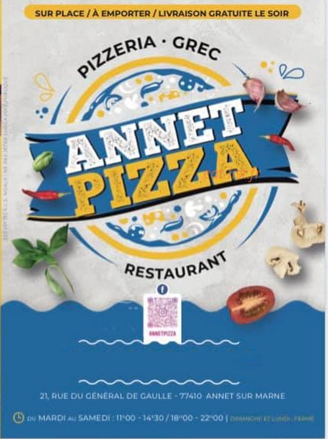Annet Pizza — carte page 1