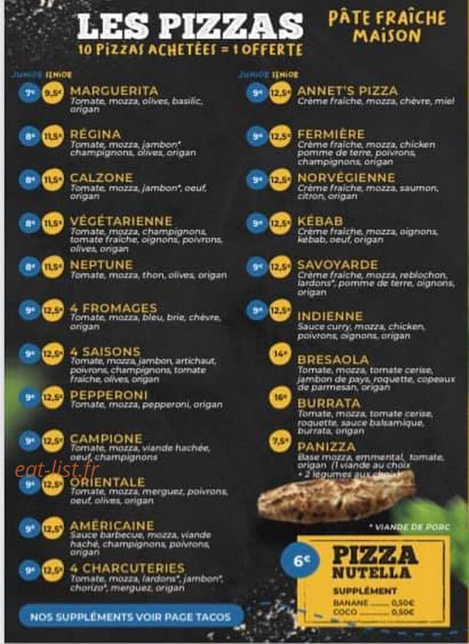 Annet Pizza — carte page 2