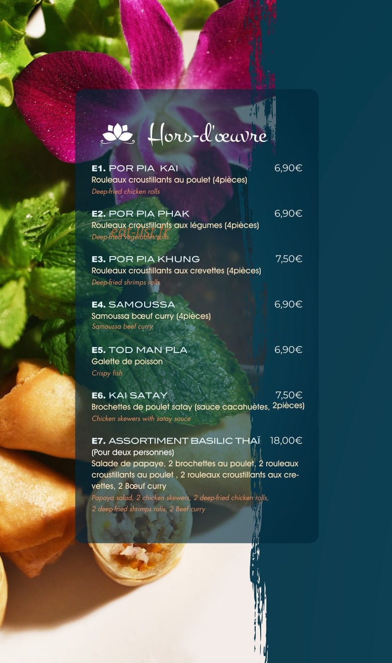 Basilic Thaï — carte page 1
