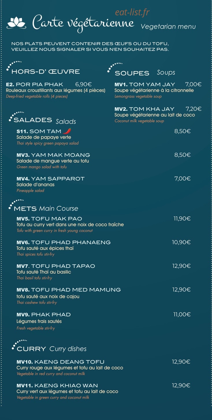 Basilic Thaï — carte page 8