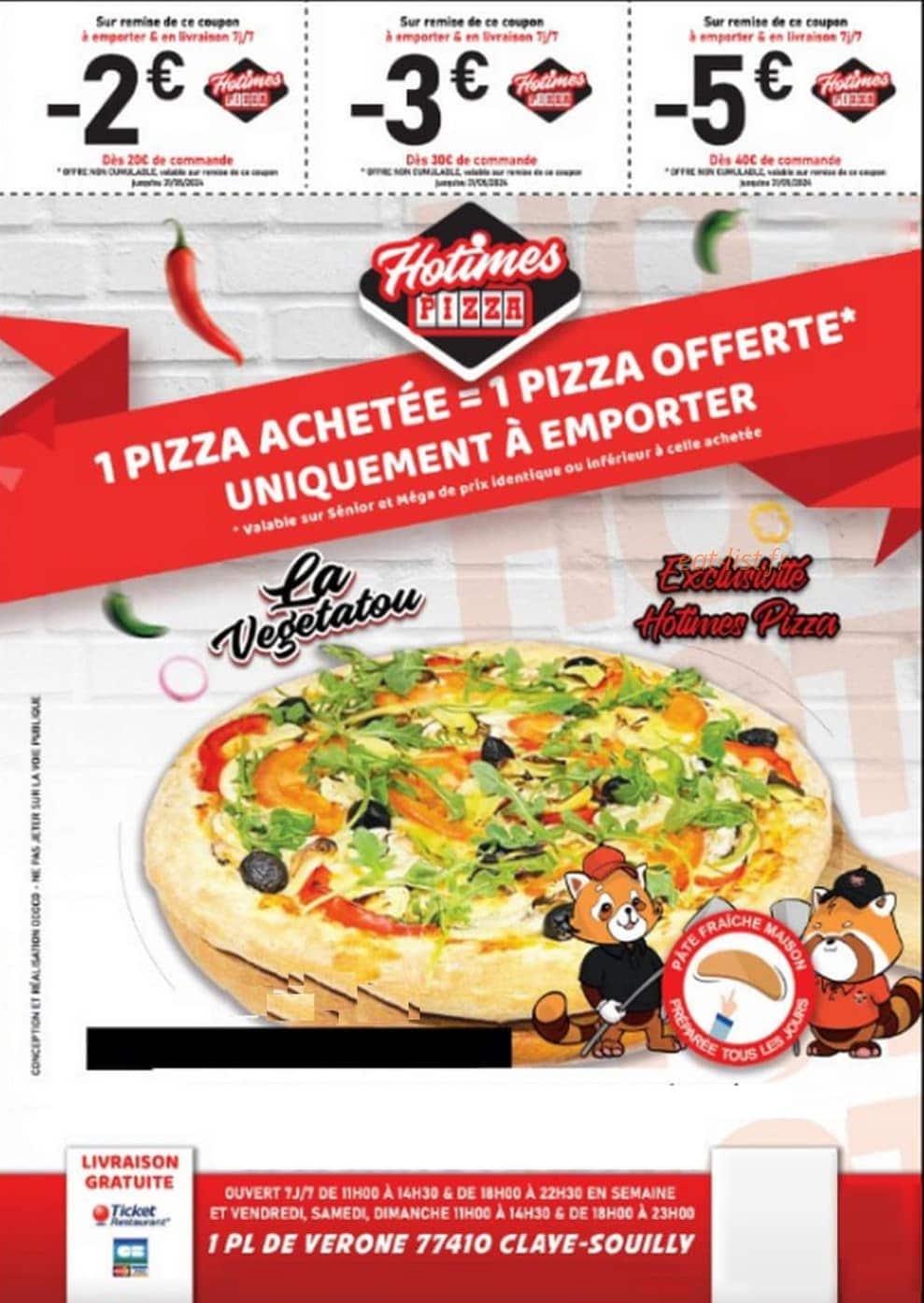 Hotimes Pizza — carte page 1