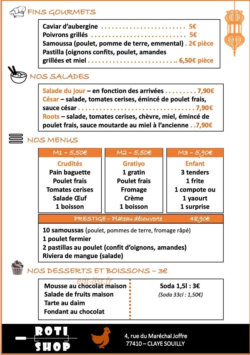 Roti Shop — carte page 2