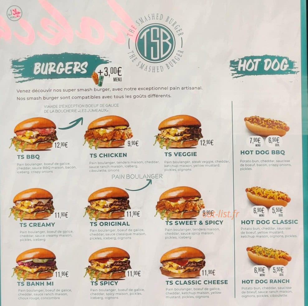 The Smashed Burger — carte page 1