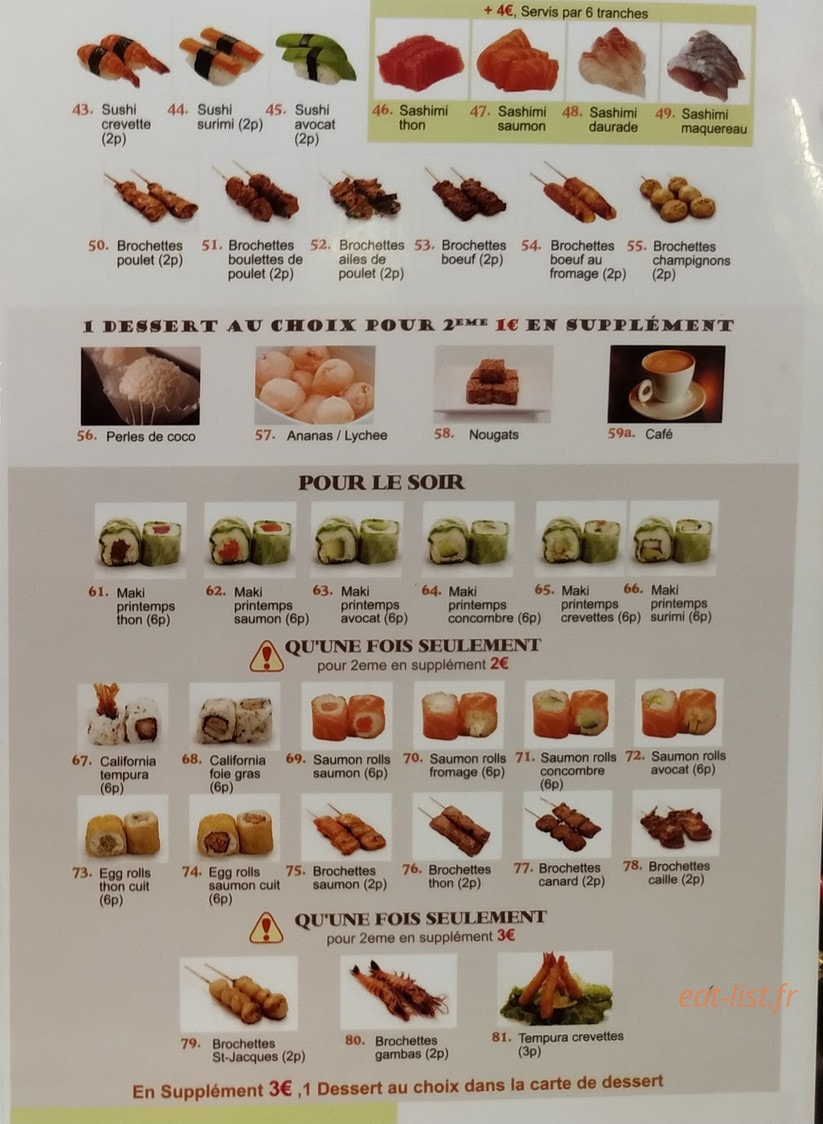 Tokyo Sushi — carte page 2