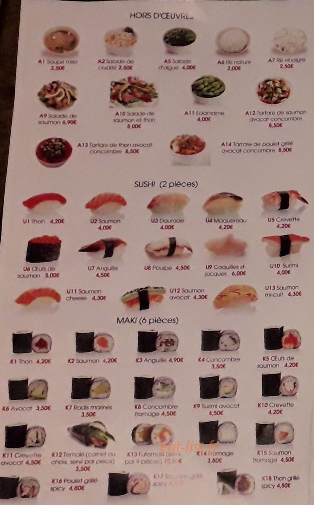 Tokyo Sushi — carte page 3