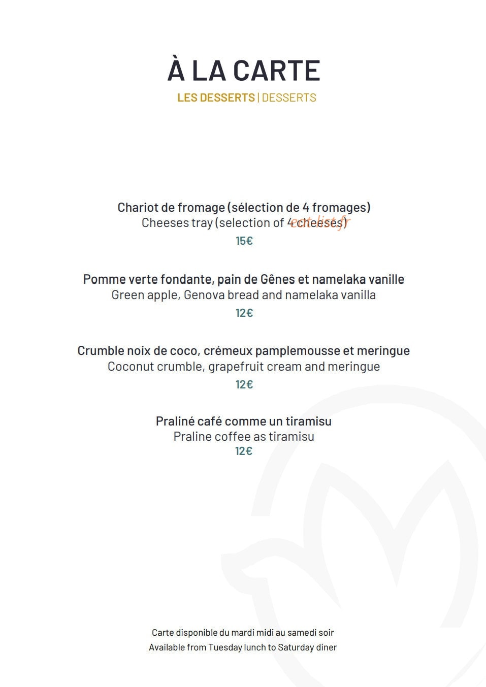 Le Cellier du Manoir — carte page 4