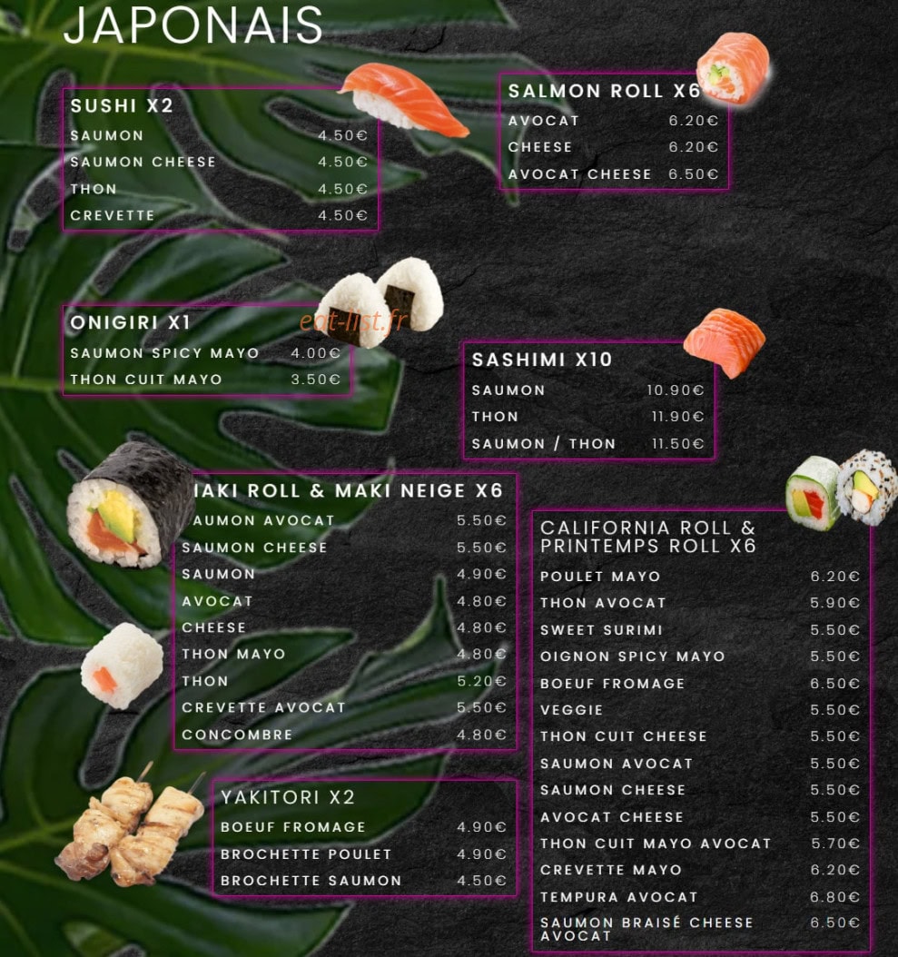 Carte et menu de Shiba Sushi N Wok à Champs sur Marne — Les japonais