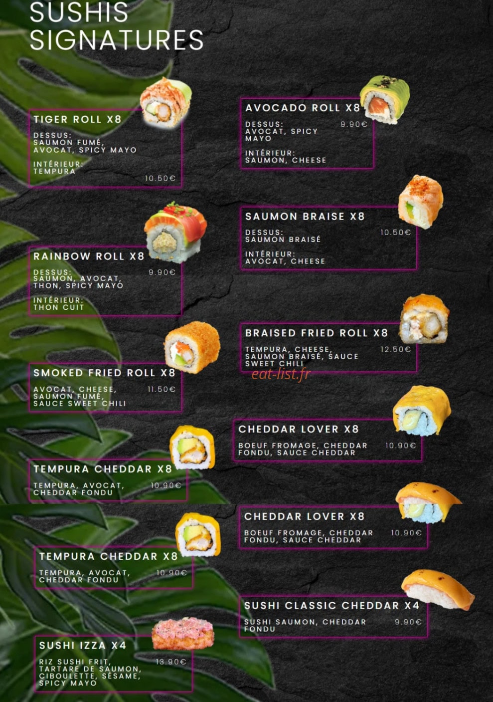 Carte et menu de Shiba Sushi N Wok à Champs sur Marne — Sushi signatures