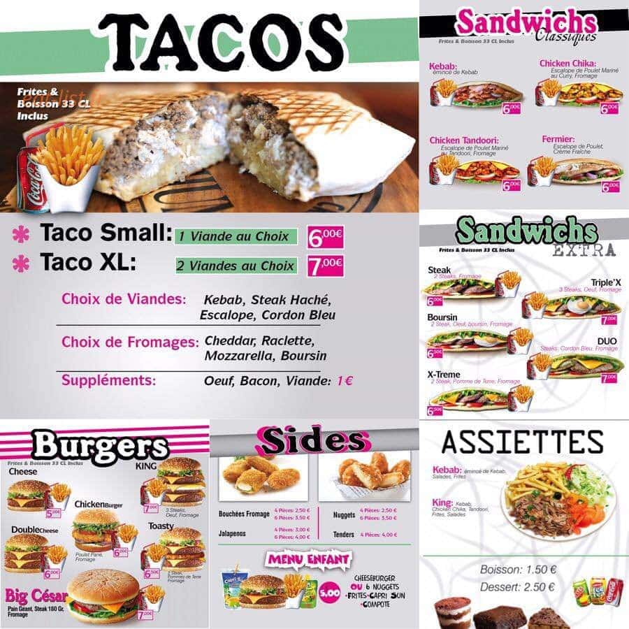 KingFood — carte page 1