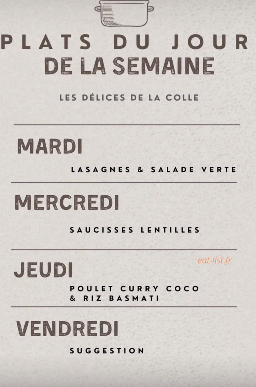 Les délices de La Colle — carte page 1
