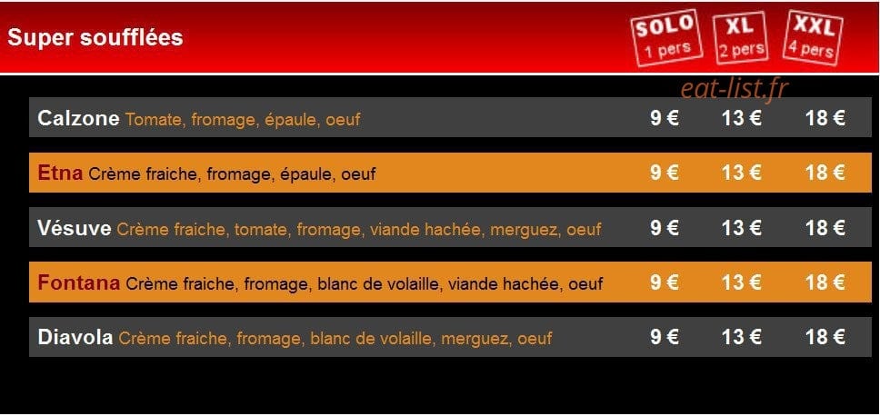 Pizza HoT — carte page 3