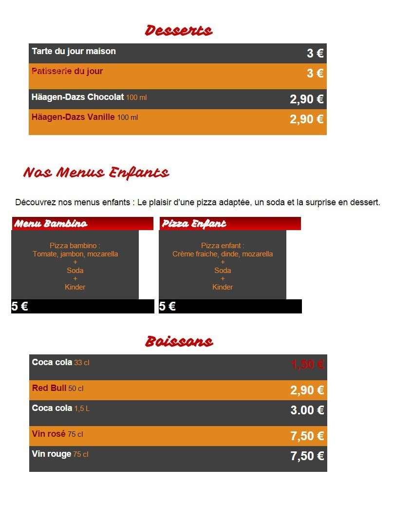 Pizza HoT — carte page 5
