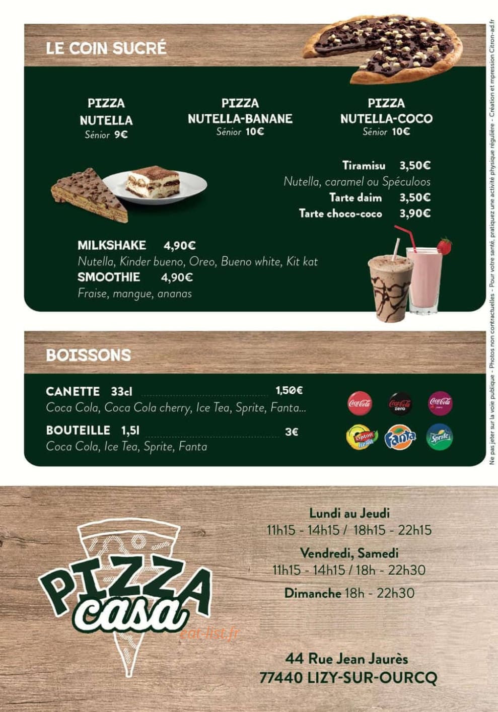 Pizza Casa — carte page 4