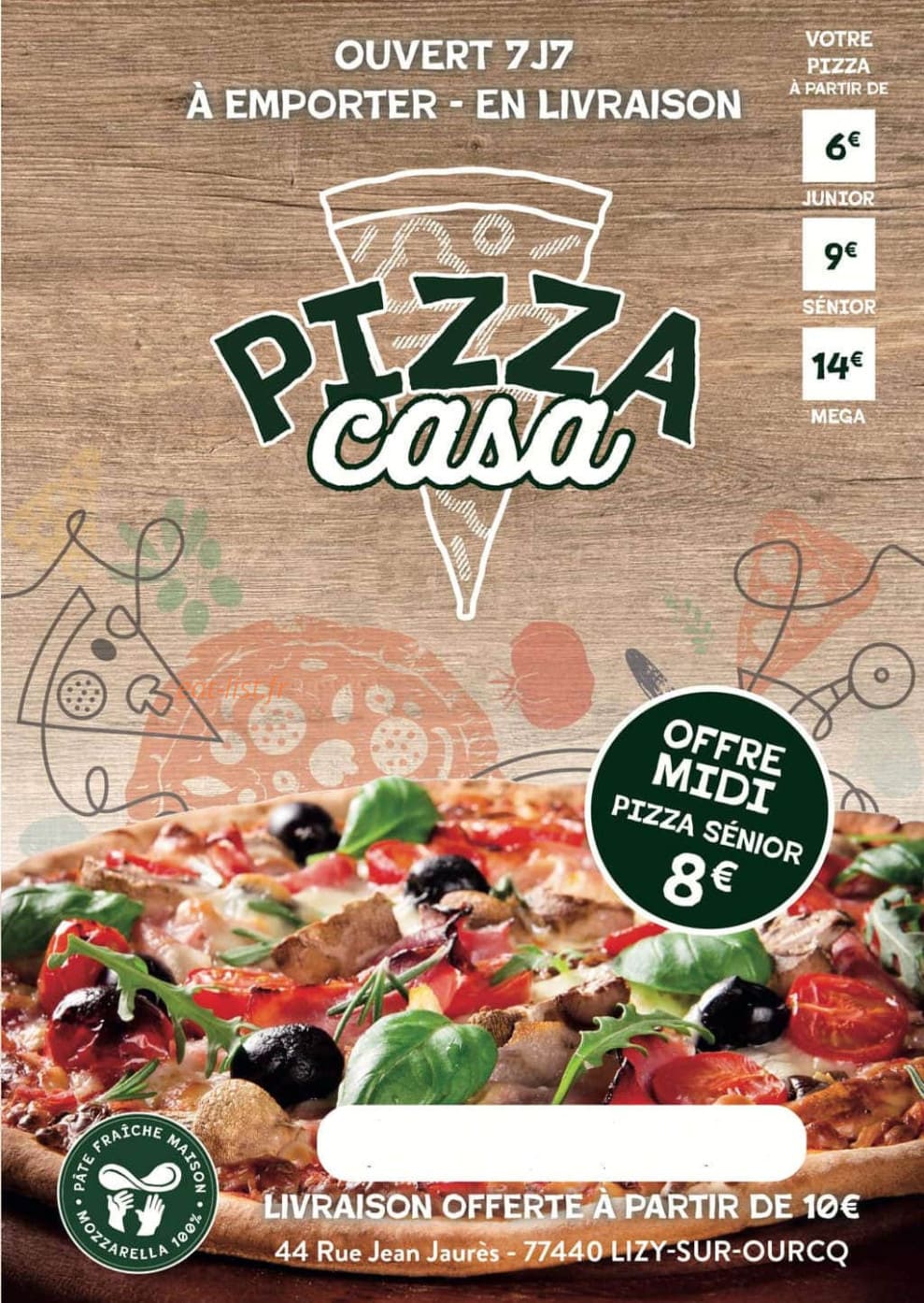 Pizza Casa — carte page 1