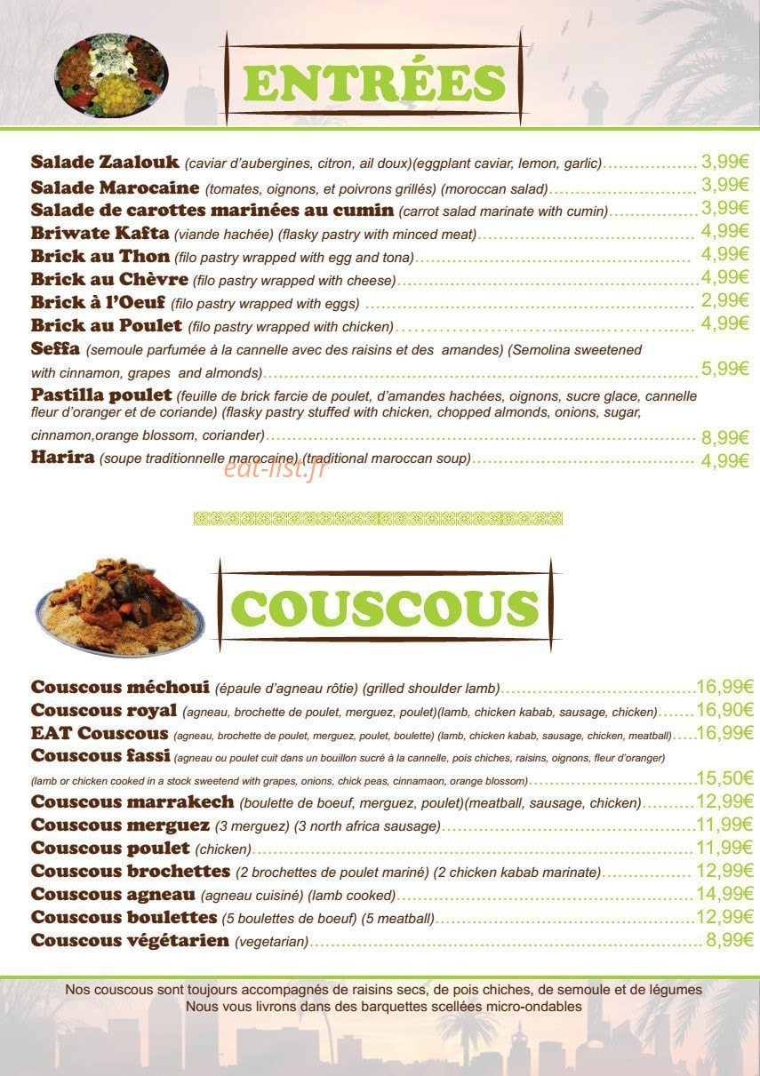 Eat Couscous — carte page 2