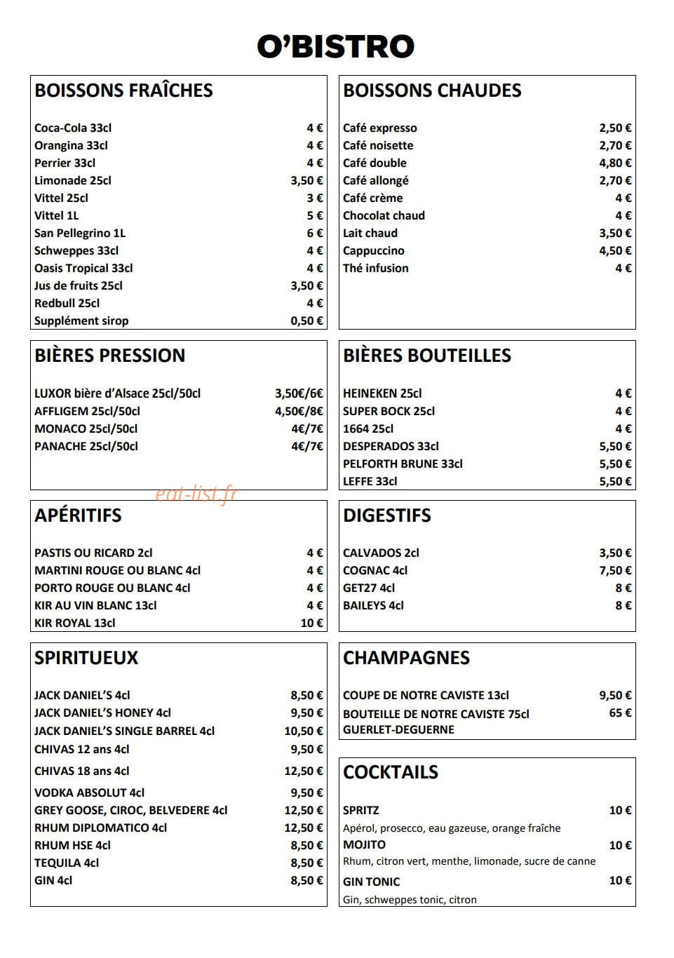 O’Bistro de la gare — carte page 2