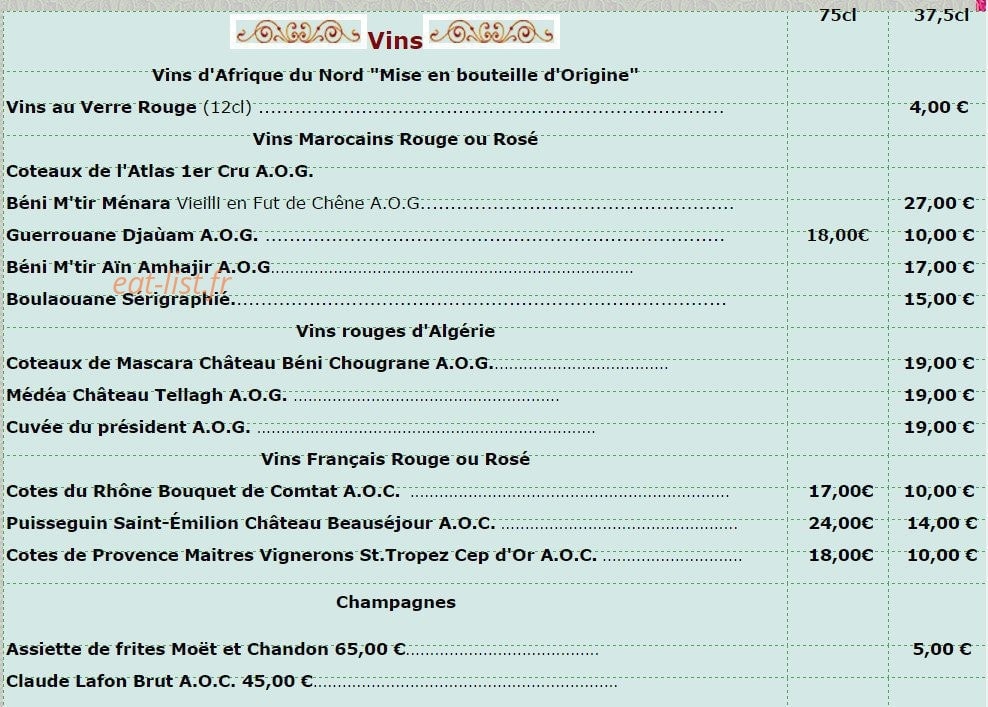 L'Auberge Marocaine — carte page 7