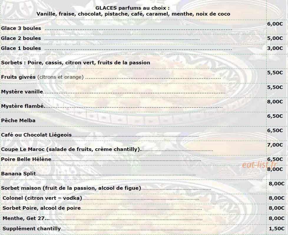 L'Auberge Marocaine — carte page 6
