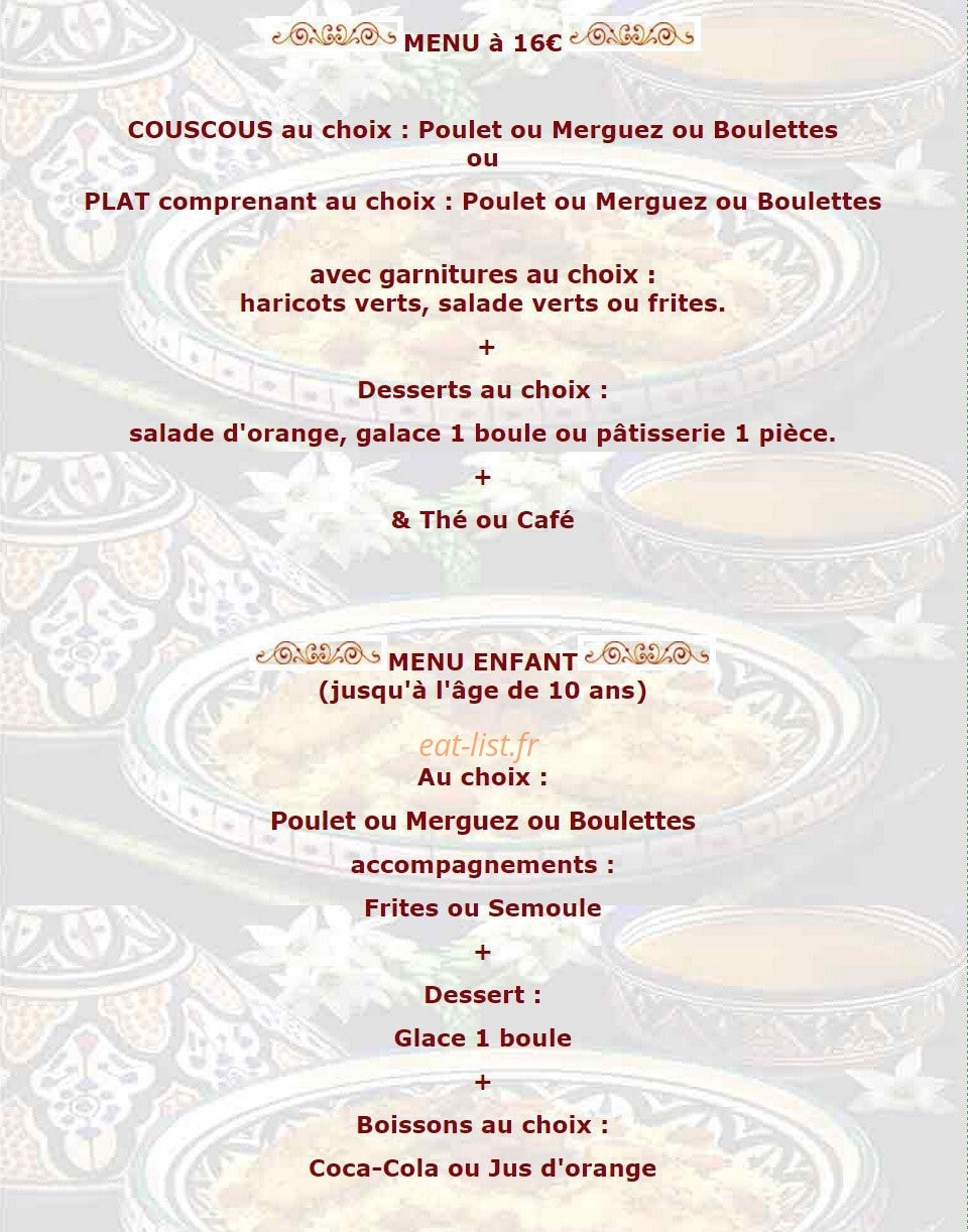L'Auberge Marocaine — carte page 3