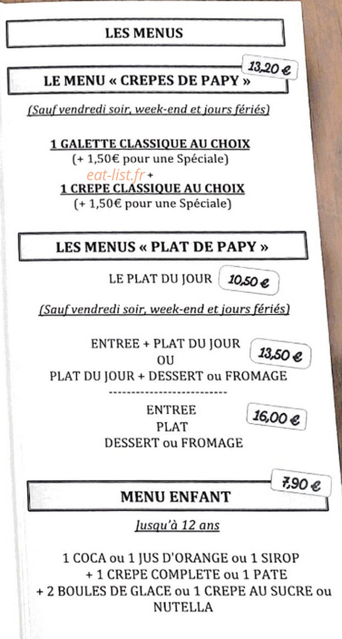 Les Crêpes de Papy — carte page 3