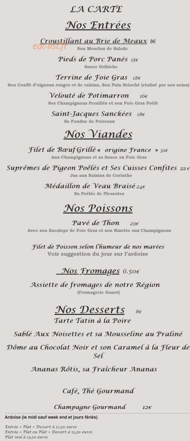 Auberge Du Vieux Pavé — carte page 2
