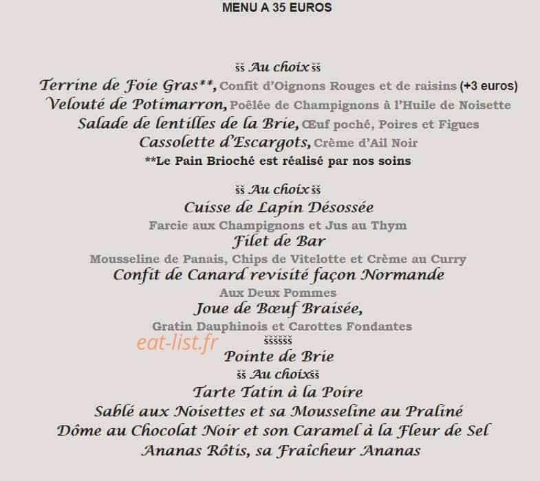 Auberge Du Vieux Pavé — carte page 1