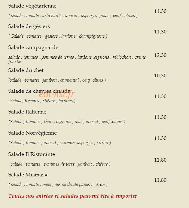 Il Ristorante — carte page 2