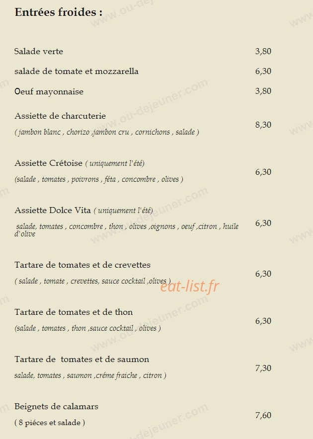 Il Ristorante — carte page 1