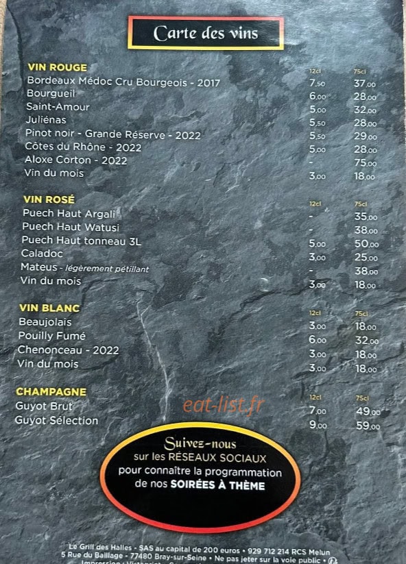 Le grill des halles — carte page 2