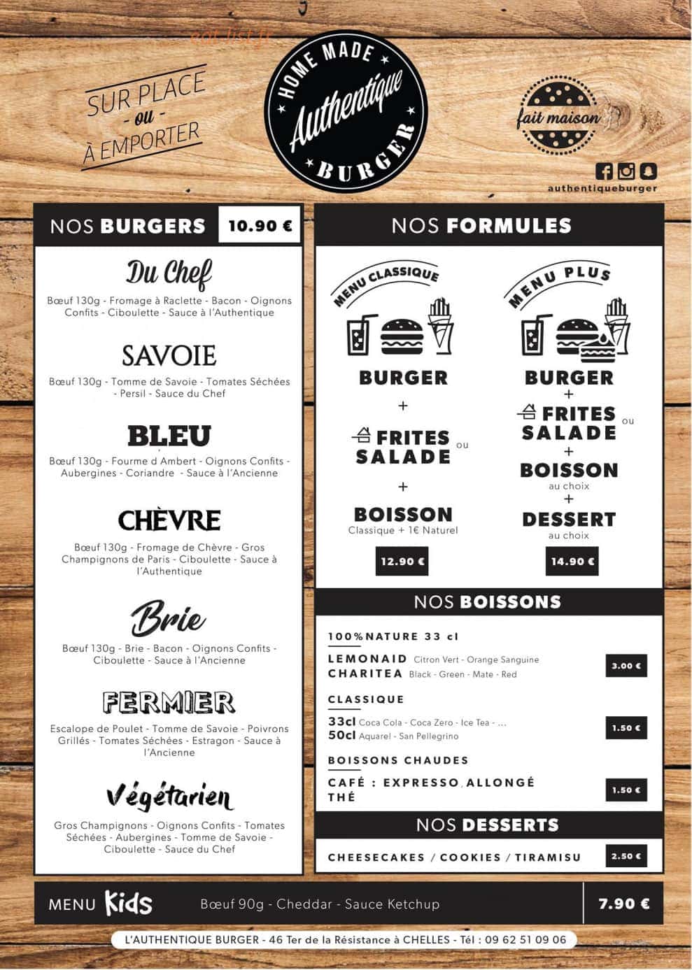 Authentique Burger — carte page 2