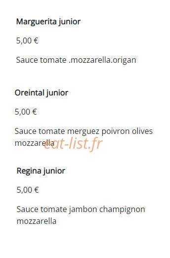 Diffa pizza — carte page 1