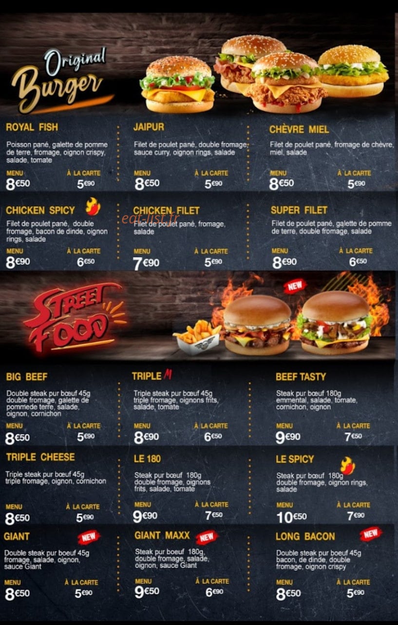 Dk Burgers — carte page 1