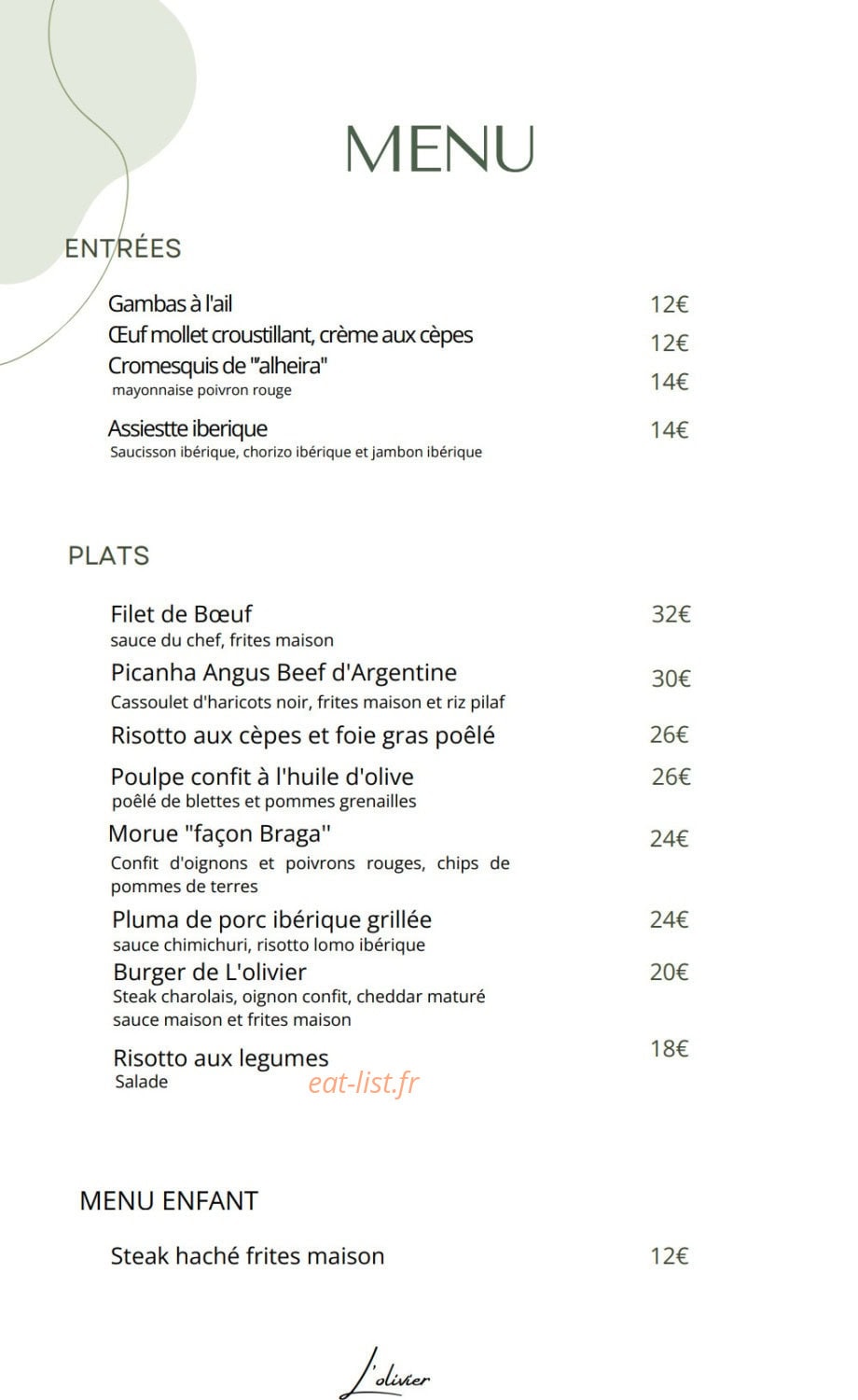 L'Olivier — carte page 1