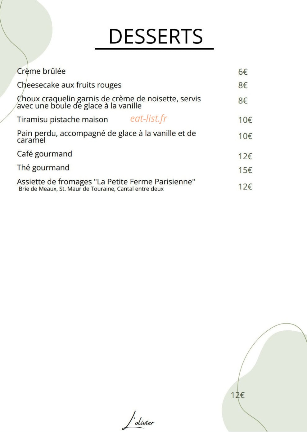 L'Olivier — carte page 2