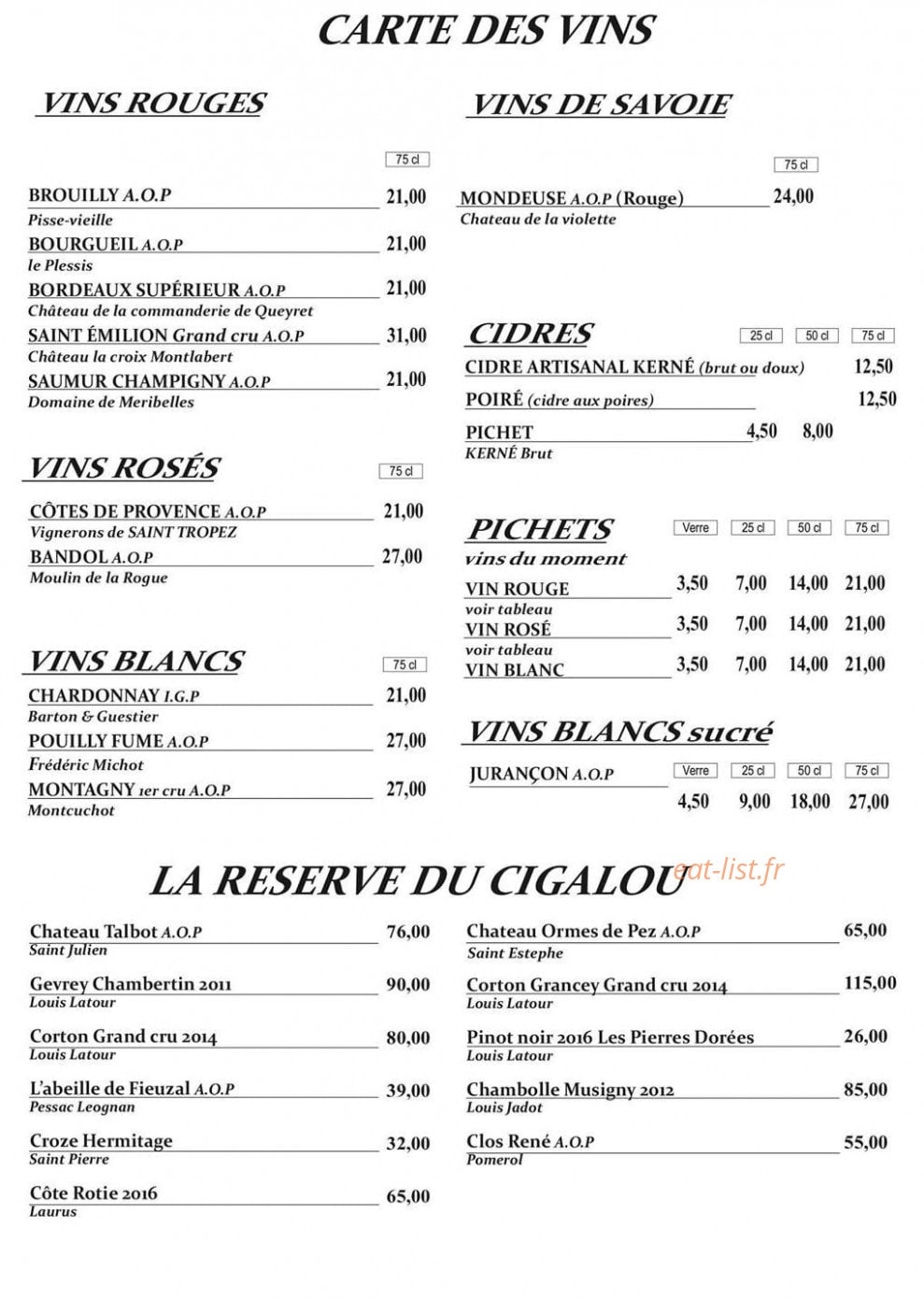 Le Cigalou — carte page 12