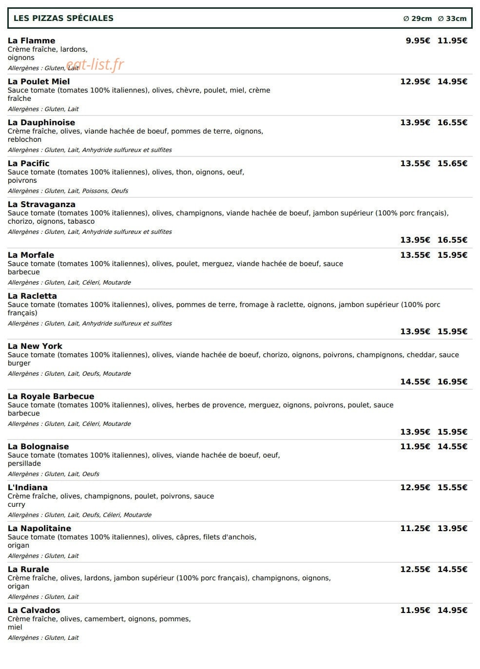 Le Kiosque à Pizzas — carte page 3